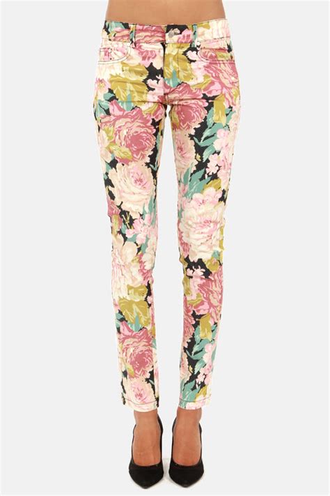 Cute Floral Print Jeans Skinny Jeans Mink Pink Jeans 95 00