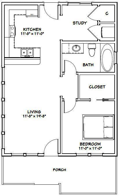 24x32 House 1 Bedroom 1 Bath Pdf Floor Plan 768