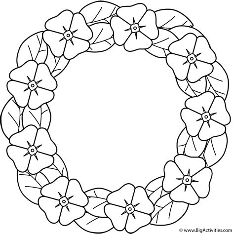 poppy wreath coloring page anzac day