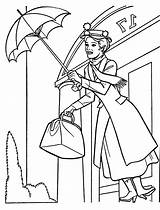 Poppins Mary Coloring Pages Color Kids Print Printable Disney Simple Justcolor sketch template