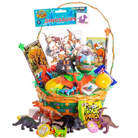 dinosaur toy treat filled kids  piece medium easter basket gift set orange green walmart