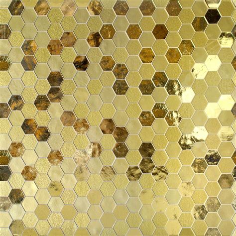 mtot modern hexagon gold metallic handcut glass mosaic tile glass