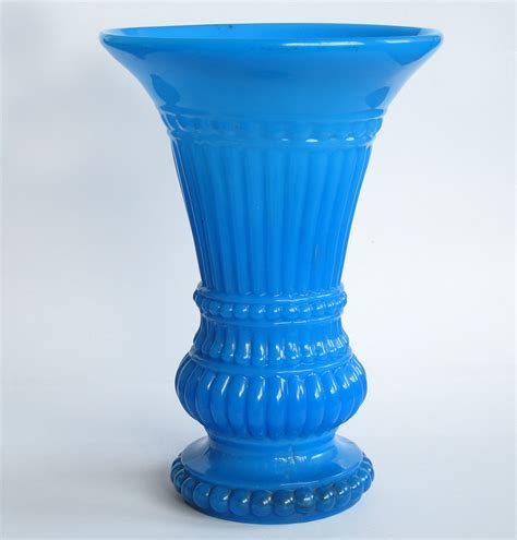 Blue Milk Glass Vase Depression Glass