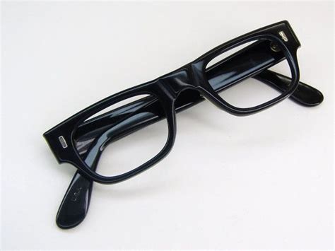 vintage mens black horn rim eyeglasses frame nos etsy