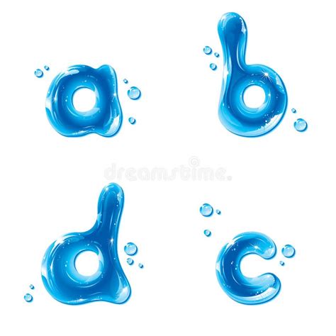 Abc Water Liquid Set Small Letters A B C D Stock Vector