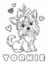 Siwa Yorkshire Terrier Bowbow Colorir Hearts Puppy Imprimir Kleurplaat Kleurplaten Ausmalbilder Bogen Adults sketch template
