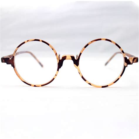 vintage retro flexible round amber tortoise eyeglass frame spectacles