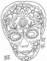 Coloring Pages Dead Masks Mask Skull Sugar Calaca Printable Skulls Color Women Yucca Wenchkin Dia Muertos Los Flats Sheets Adult sketch template