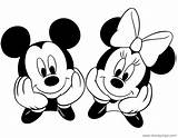 Mickey Minnie Coloring Mouse Pages Faces Disney Friends sketch template