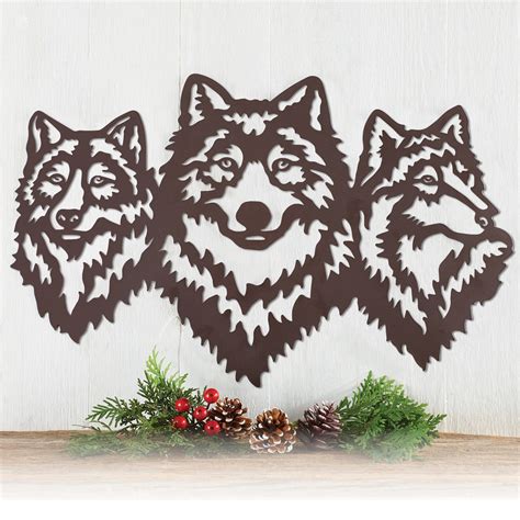 wolves silhouettes rustic metal wall art collections