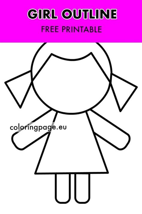girl outline template coloring page