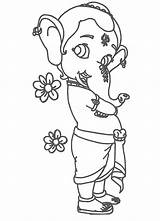 Ganesha Ganesh Bal Ganpati Getdrawings Chaturthi sketch template