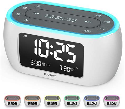 housbay glow small alarm clock radio  bedrooms   color night light dual alarm dimmer