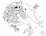 Coloring Pages Chibi Mermaid Yampuff Anime Cute Kawaii Manga Sheets Princess Print Animal Dolphin Chibis Coloringbay Lineart Drawings Stuff Kids sketch template