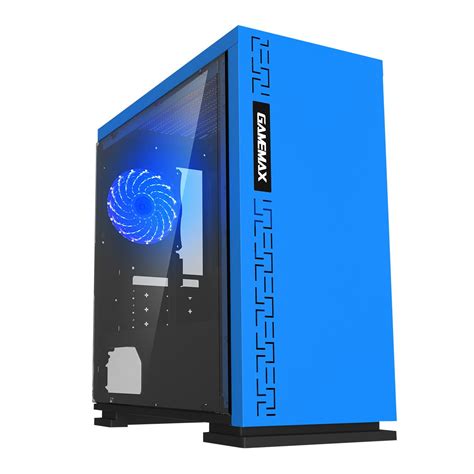 Game Max Expedition Blue Gaming Matx Pc Case Rear Led Fan And Full Side