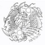 Coloring Koi Fish Pages Yang Tattoo Japanese Yin Printable Coy Pisces Adult Color Drawing Ying Adults Dragon Outline Getdrawings Getcolorings sketch template