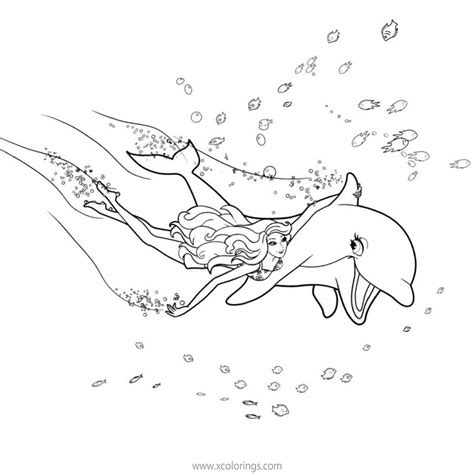 barbie mermaid coloring pages black  white xcoloringscom