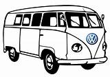 Vw Bus Volkswagen Combi Coloring Clipart Drawing Line Pages Sticker Camper T1 Van Mural Hippie Para Printable Car Dessin Wv sketch template