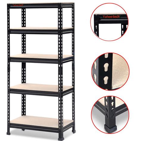 yaheetech adjustable  shelf steel shelving unit storage rack height  width   depth