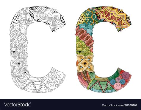 letter  zentangle  coloring decorative vector image