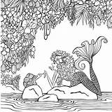 Coloring Paradise Pages Mermaid Zendoodle Mermaids Books Printable Book Artist Getcolorings Klette Denyse Cleverpedia Color sketch template