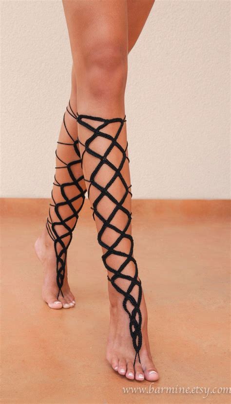 black crochet lace up barefoot sandal gladiator style barefoot sandals crochet sexy leg