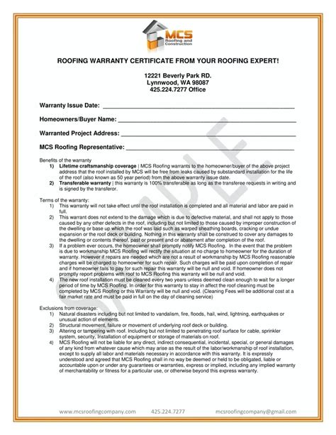 printable roofing certificate  completion printable vrogueco