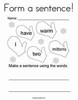 Coloring Form Sentence Sentences Pages Winter Twistynoodle Grade Kids Noodle Words Print First Twisty sketch template