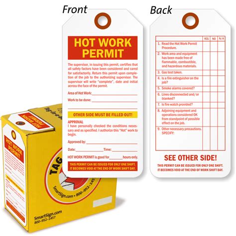 hot work tags hot work permit tags