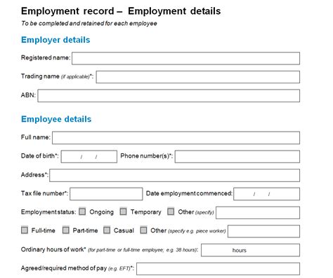 sample employee information form templates word