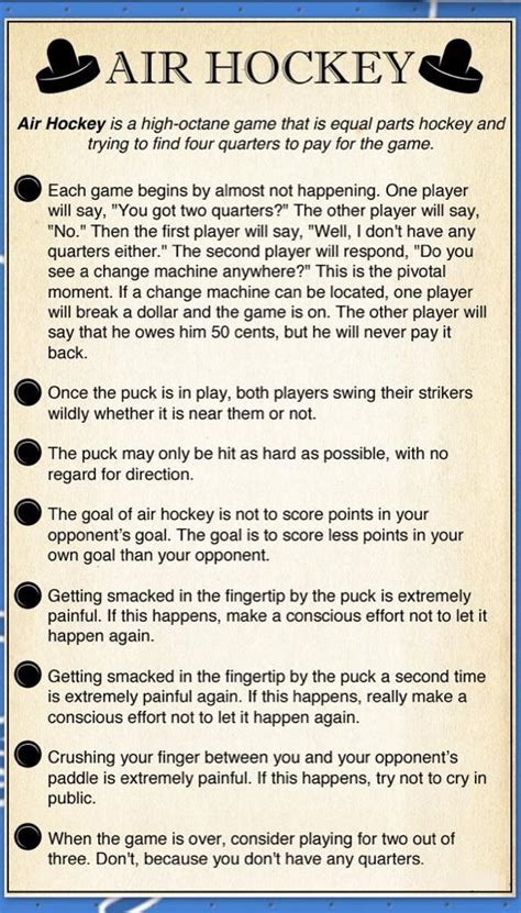 the official rules of air hockey