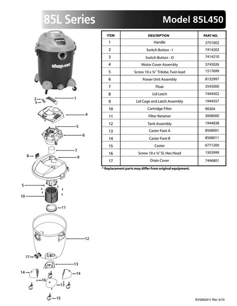 shop vac parts list   models  gallon blue gray vac shop vac store