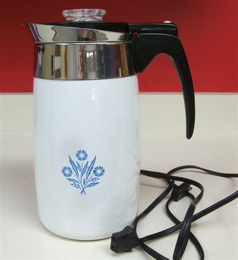 corningware electric coffee pot percolator pep ten cup cornflower blue p  ep cord vintage