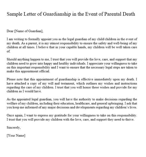 letter  guardianship  parents die sample culturo pedia