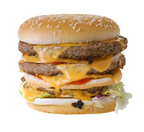 triple cheeseburger stock photo image  close eating