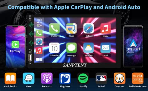 sanptent double din car stereo   touch screen compatible  apple carplayandroid auto