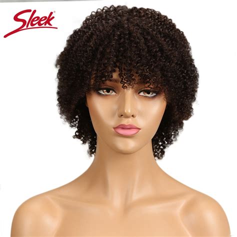 sleek brazilian curly human hair wigs afro kinky curly short wigs for