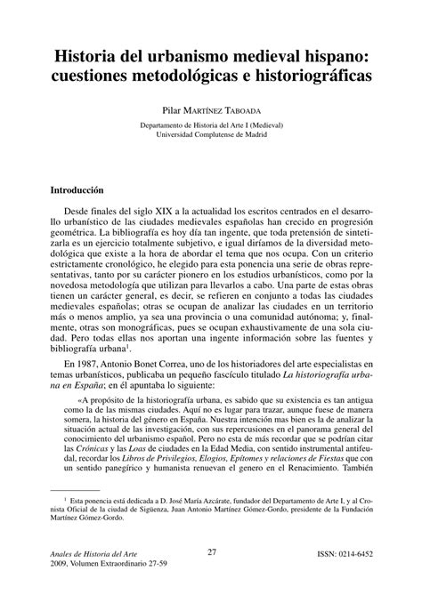 pdf historia del urbanismo medieval hispano cuestiones metodológicas