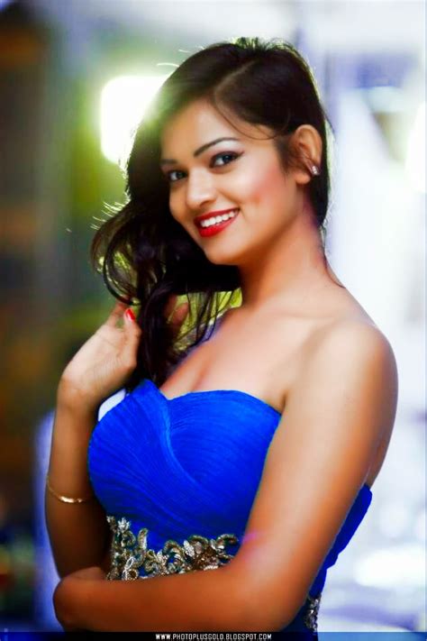 blue long dressed cute south indian girl aswini photo shoot images