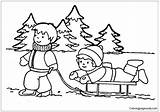 Snow Playing Girl Boy Winter Pages Coloring Printable Color Print sketch template