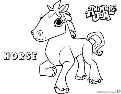 animal jam coloring pages horse  printable coloring pages
