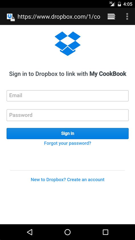 synchronizebackup  recipes  dropbox documentation  android cookmate