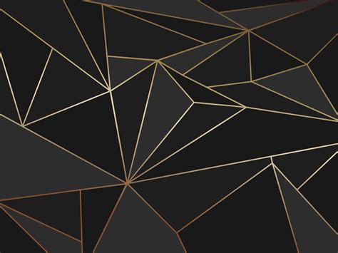 abstraktes schwarzes polygon kuenstlerisches geometrisches mit goldlinie