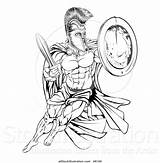 Warrior Sword Vector Shield Spartan Cape Trojan Running Mascot Strong Illustration Atstockillustration Coloring Template sketch template