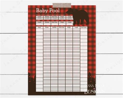 baby pool birth prediction printable poster sign template etsy baby