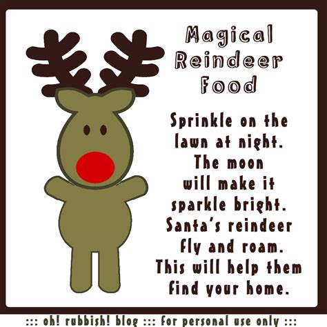 magic reindeer food recipe poem printable oatmeal glitter