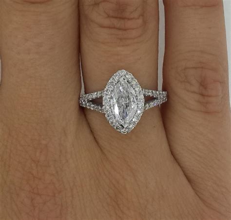 3 05 Ct Split Shank Halo Marquise Cut Diamond Engagement Ring Vvs2 F