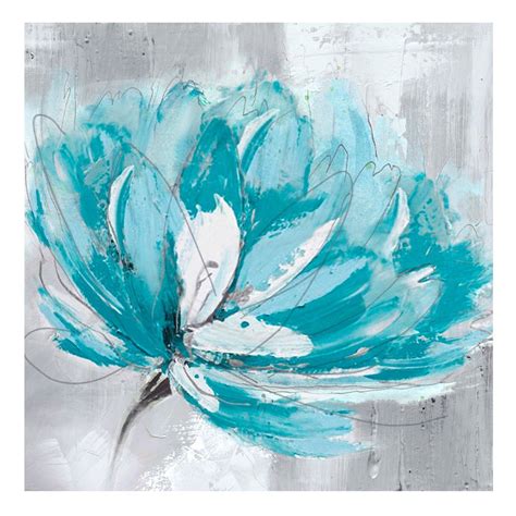 turquoise painting  canvas dimensions xmm  flower art painting blue painting