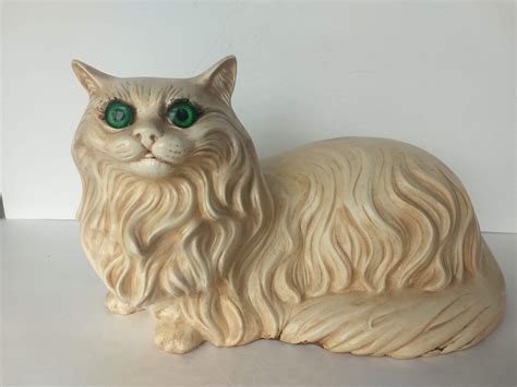 vtg large white ceramic cat statue figurine long hair persian etsy cat statue white