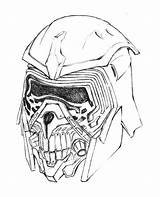 Ren Kylo Helmet Wars Star Drawing Getdrawings sketch template